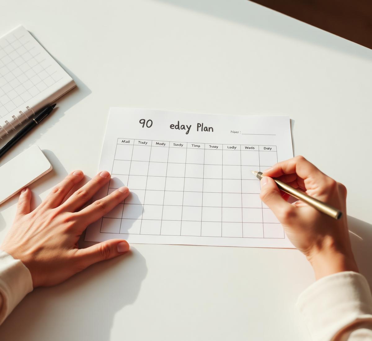 Business owner writing a 90-day growth plan